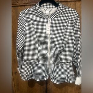 White House Black Market Black and White Checkered Blazer